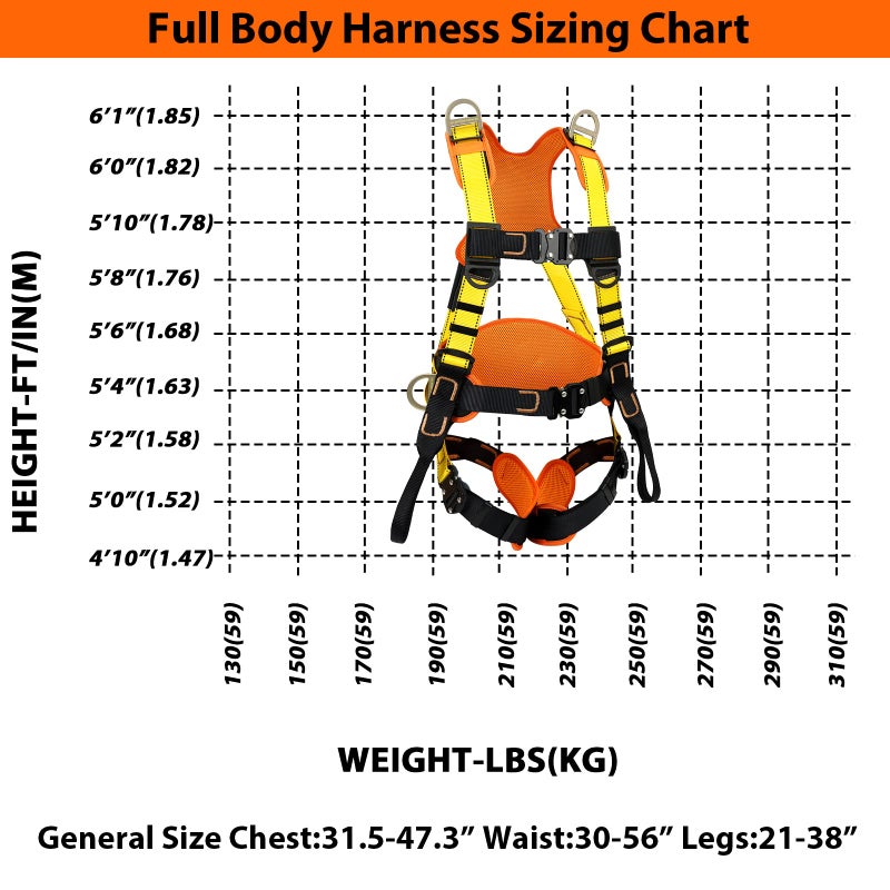 TT TRSMIMA Safety Harness Fall Protection Upgrade 4 Quick Buckles Construction Full Body Harness with 6 Adjustment D-ring - Image 5